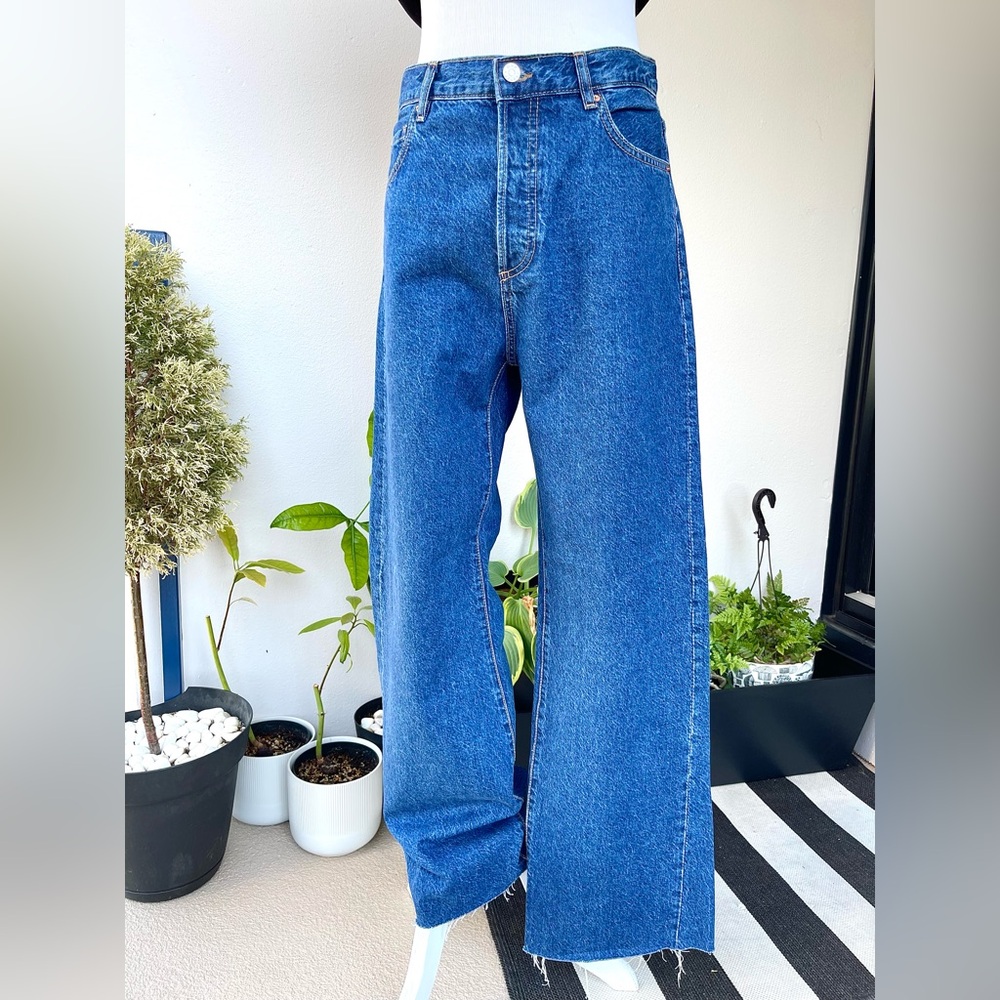 MANGO Nora Straight/ Wide Leg Jeans in Dark Wash, US 8